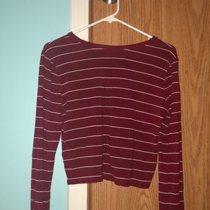 red and white striped top